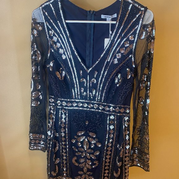 Minuet Blue Sequin Cocktail Dress - Picture 2 of 4